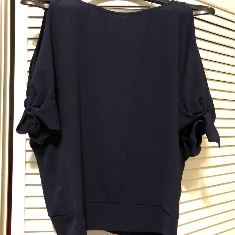 Navy blouse open shoulder